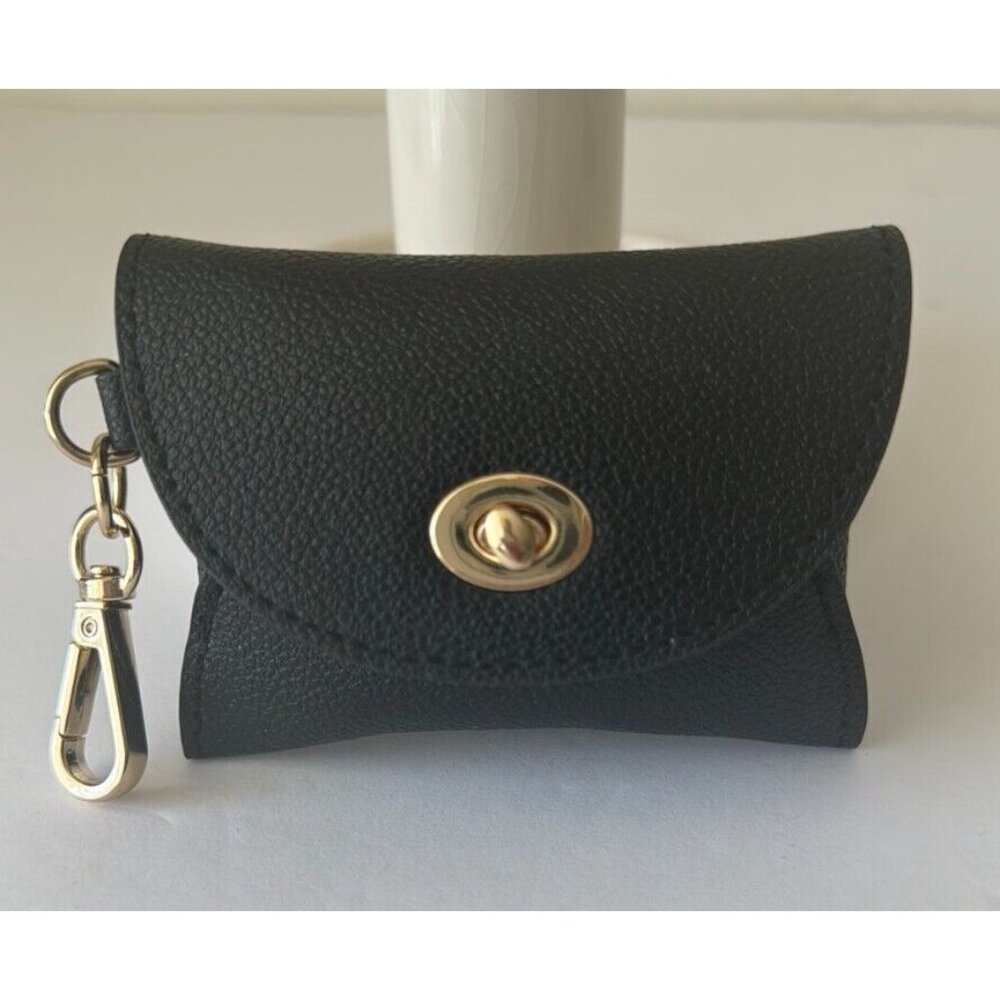 MINI Card Case Wallet Holder Flap Pouch Key Chain W Clip Faux Leather New